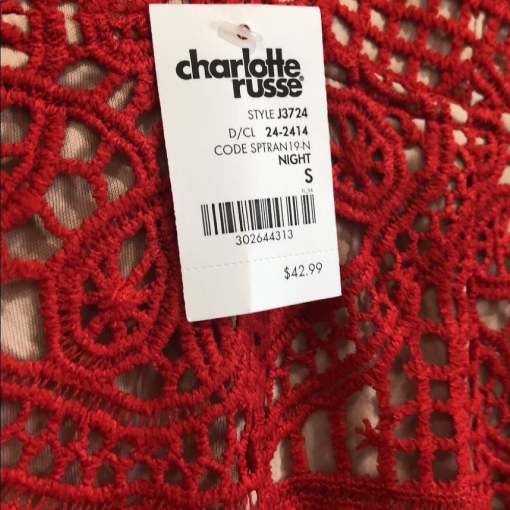 Women’s Sexy Summer Dress Size Small Hot Red Charlotte Russe Cocktail Gown Prom - Picture 3 of 8